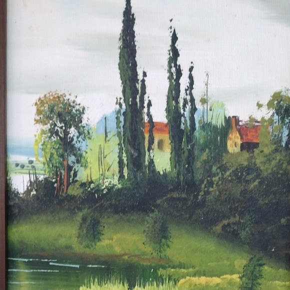 Vintage Landscape Painting with Frame - Picture 6 of 9
